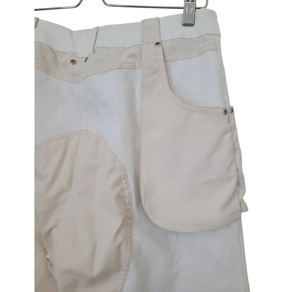 I.AM.GIA. BLAZE Raw Hem High Waisted Cargo Streetwear Pants Cream Women’s Sz L - Picture 7 of 12